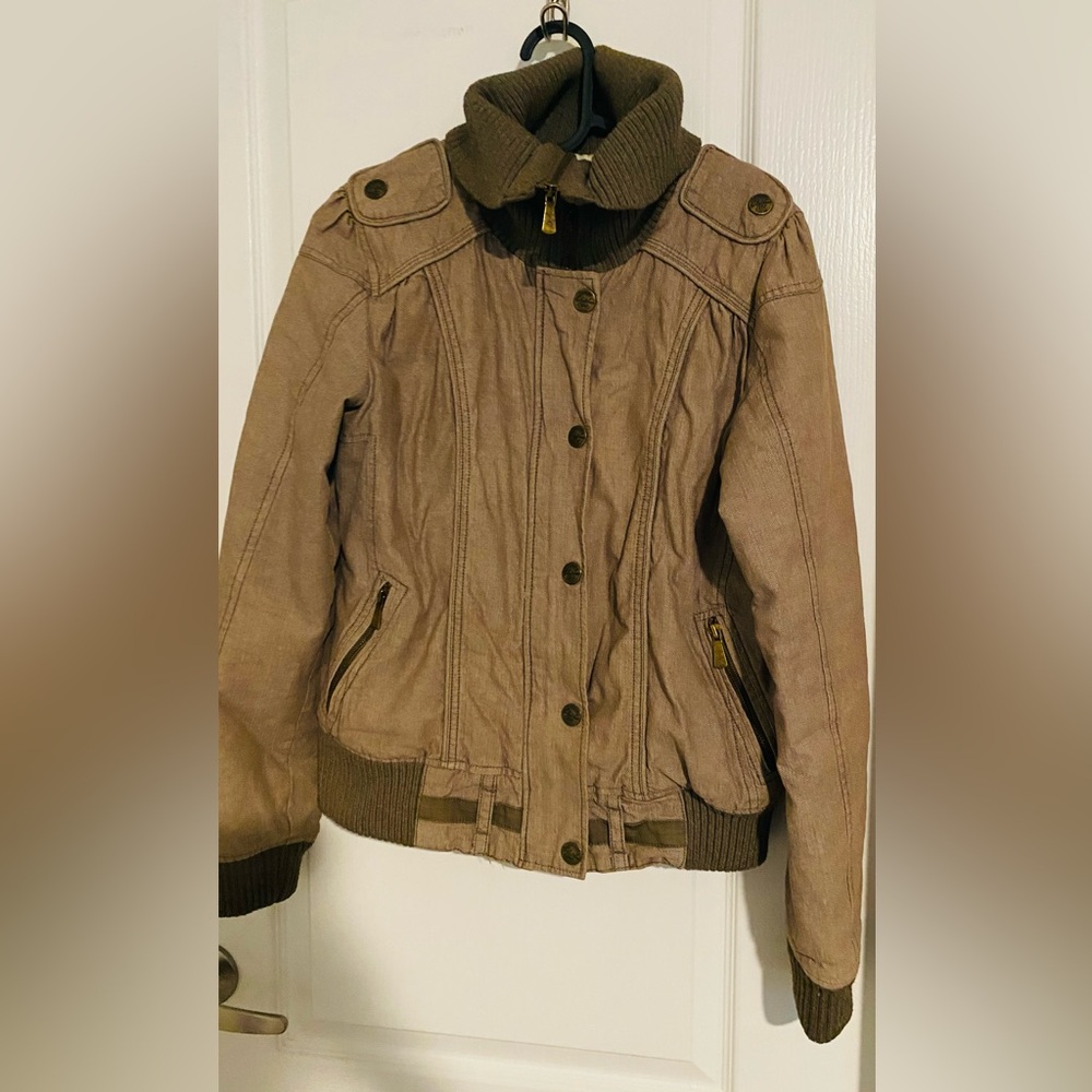 Stylish Women's Tan and Olive Utility Jacket